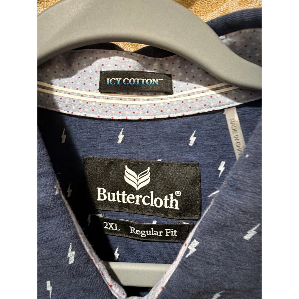 Navy ButterCloth Icy Cotton Buttondown Short Sleeve Shirt XXL Regular Fit - Picture 3 of 5